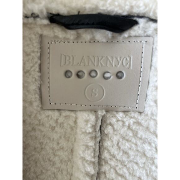 BLANK NYC Moto Jacket Women S Black Faux Leather White Faux Fur Full Zipper - Picture 5 of 12